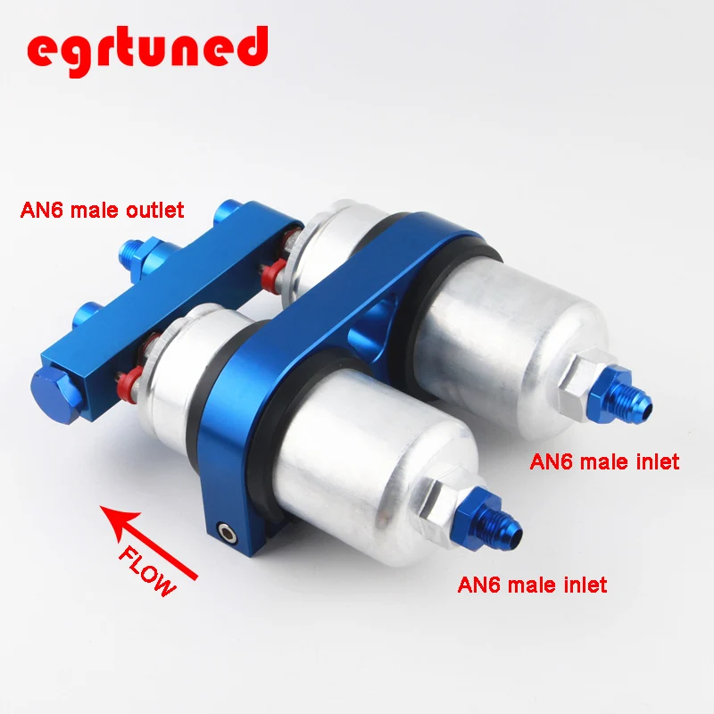 

High QUALITY External TWINS Fuel Pump 0580 254 044 AN6 male fitting 2 IN 1 dual pump bracket P