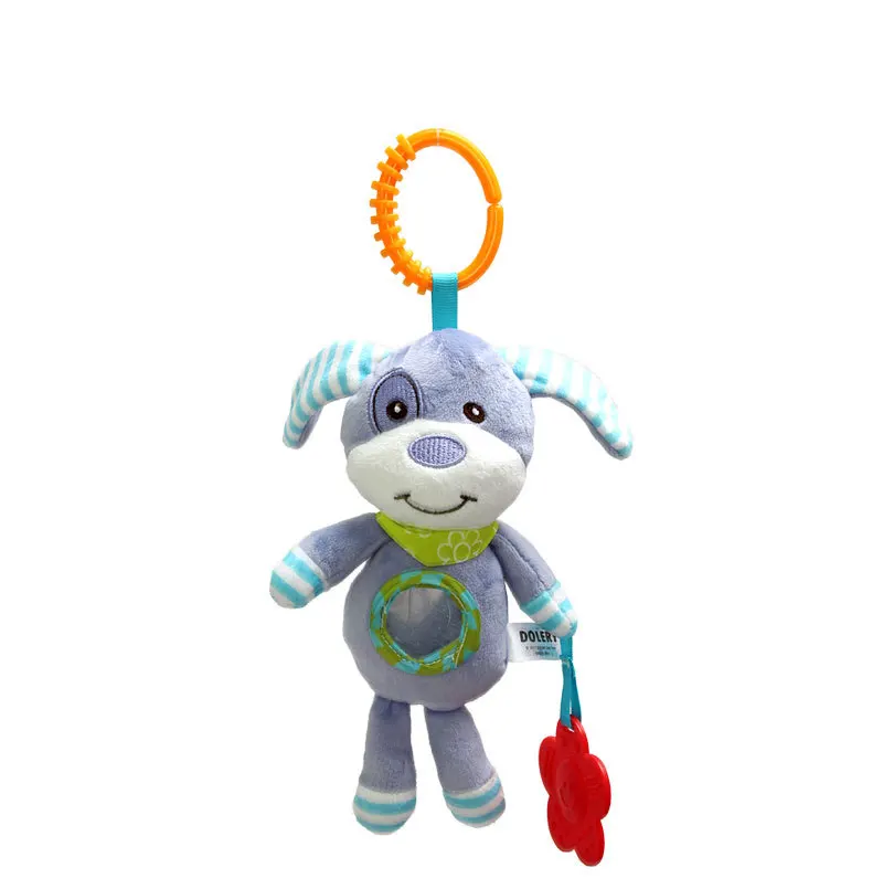 Dog Детские погремушки для коляски, мягкие подвесные игрушки, мобильная кровать, милые животные, куклы, слон, кролик, собака, детская кроватка, Висячие колокольчики, игрушки для 0-12 месяцев - Цвет: Dog
