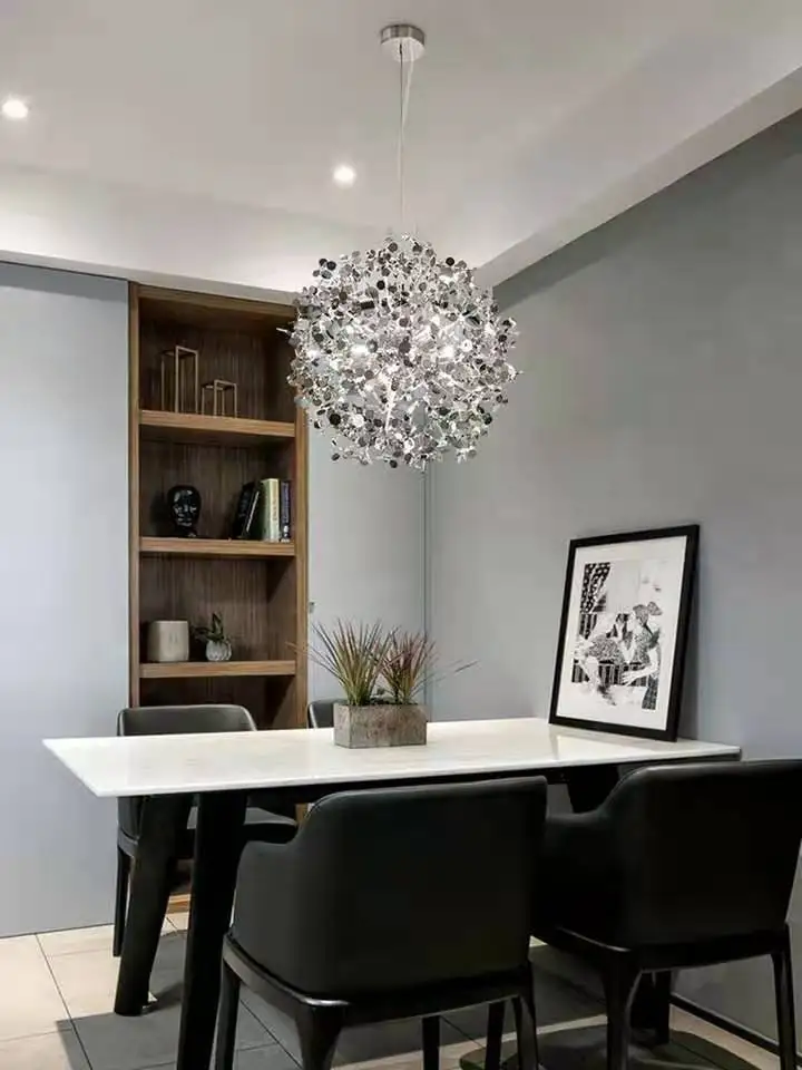 

Pendant Light stainless steel Shade Dining room led pendant lamps foyer modern golden lighting restaurant silver living Fixtures