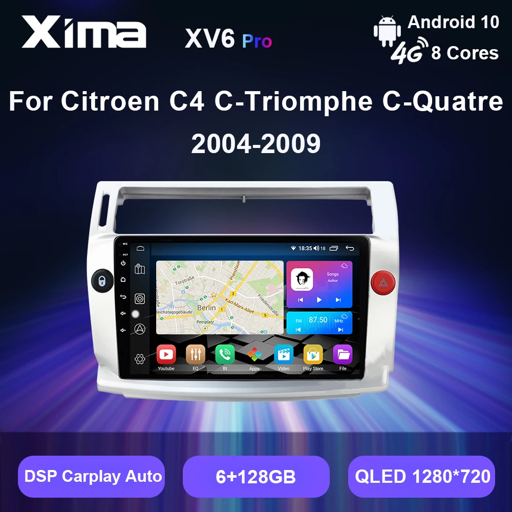 Автомагнитола XIMA XV6 Pro мультимедийный видеоплеер Android 10 DSP 2din dvd CarPlay для Citroen C4 C Triumph