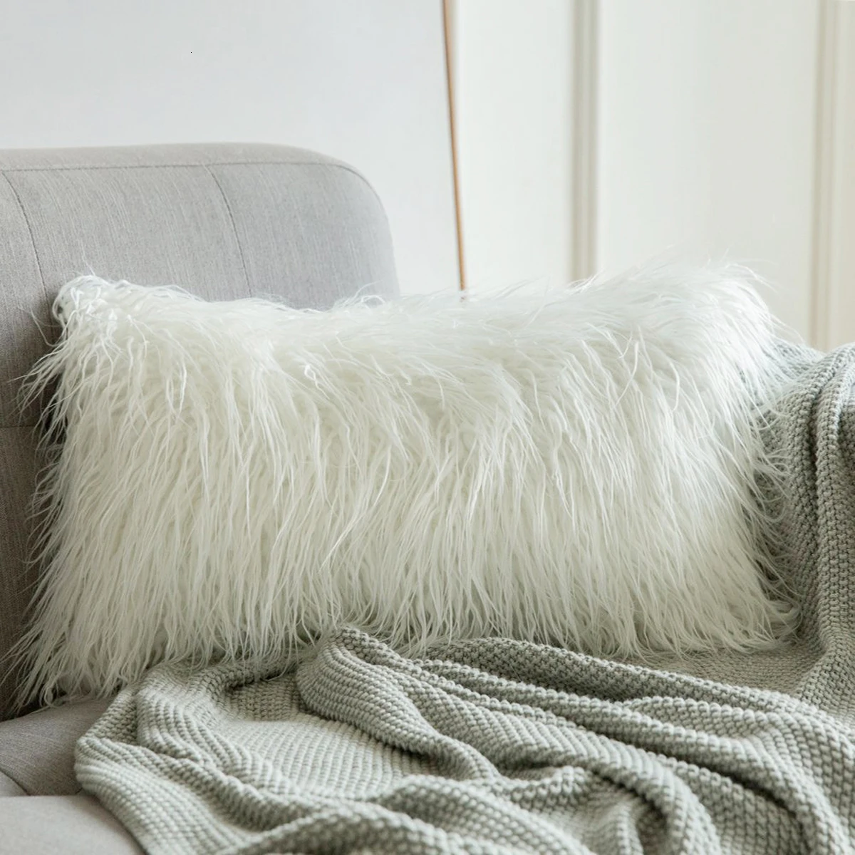 Роскошная серия плюшевый стиль Искусственный мех чехол подушка для спальни 12x20in
