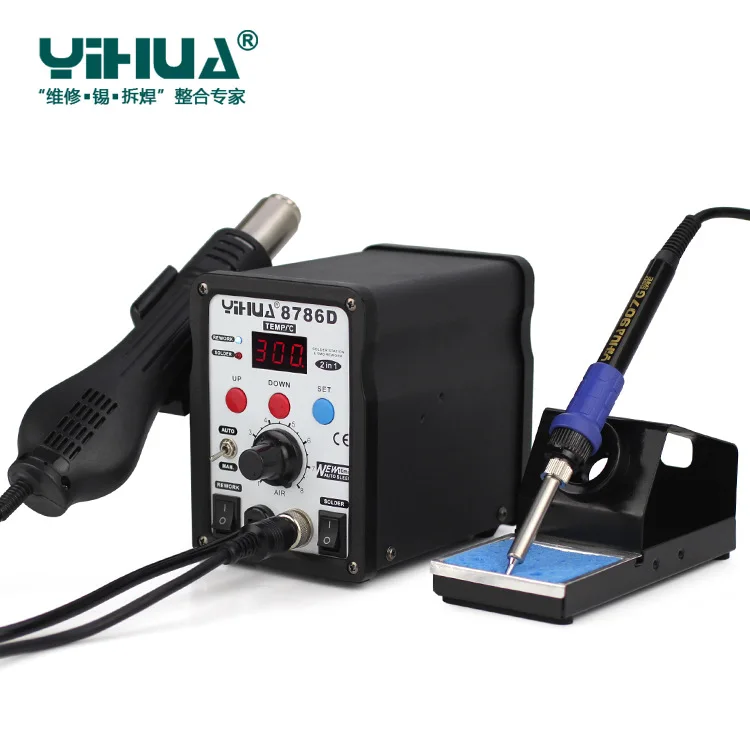 Паяльная станция YIHUA 8786D 2 в 1 с цифровым дисплеем для переделки SMD Термофен сварки