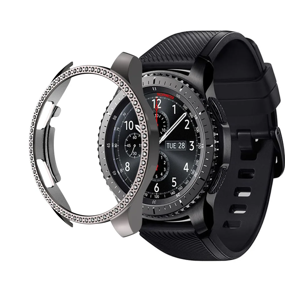 Gray Чехол gear S3 для samsung Galaxy Watch 46 мм 42 мм крышка S3 Frontier Смарт-часы Алмазный защитный чехол - Цвет: Gray