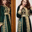 Марокканские платья Caftan с вышивкой, Аппликации, Длинные блестящие арабские мусульманские Вечерние платья