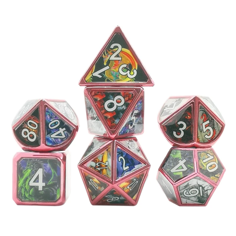 

7pcs Deluxe Metal Dice Polyhedral Board Game Dice Set for friends Party RPG MTG D4 D6 D8 D10 D12 D20