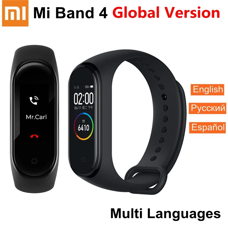 Xiaomi mi Band 4 глобальная версия фитнес-трекер умный Браслет цветной экран частота сердечных сокращений 135 мАч 5 АТМ плавание mi ng водонепроницаемый