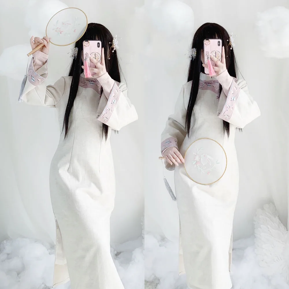 Зимнее женское платье Ципао в винтажном китайском стиле китайское классическое