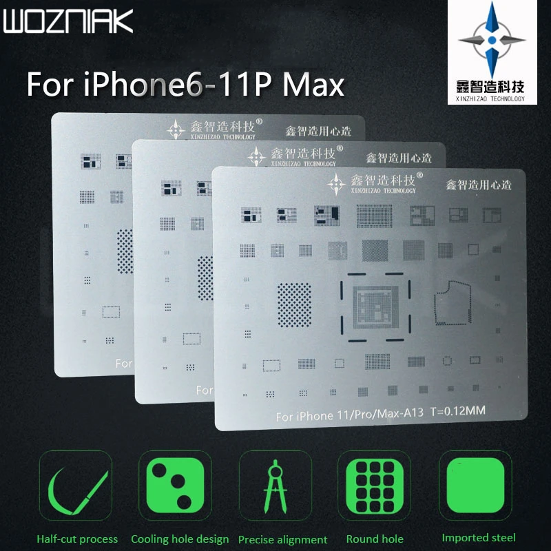 Трафарет для реболлинга BGA материнской платы iPhone IC A8 A9 A10 A12 A13 CPU EMMC EMPC SAM MTK IPhone X
