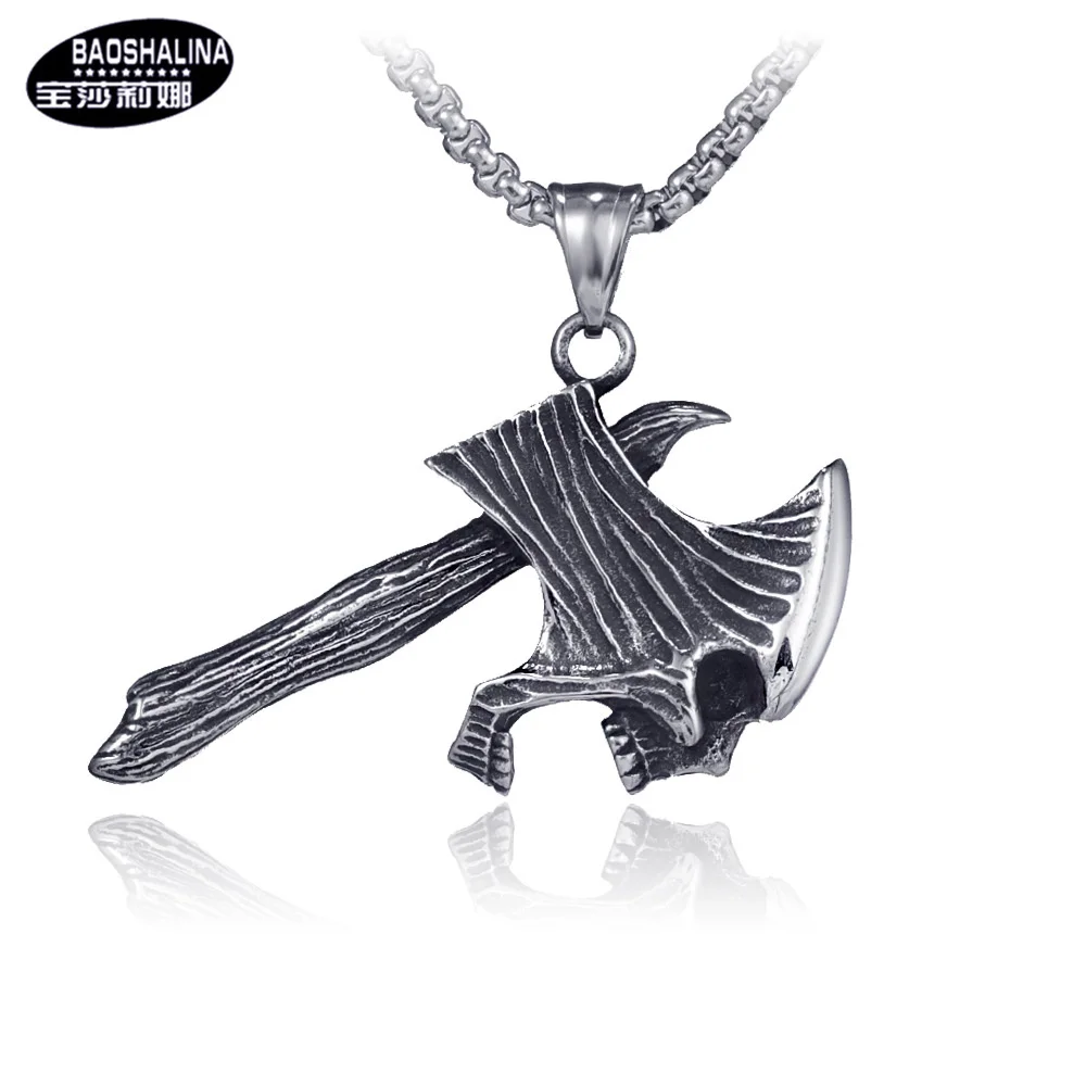 

Paulina hip hop titanium steel necklace stainless steel ghost axe Necklace titanium steel pendant