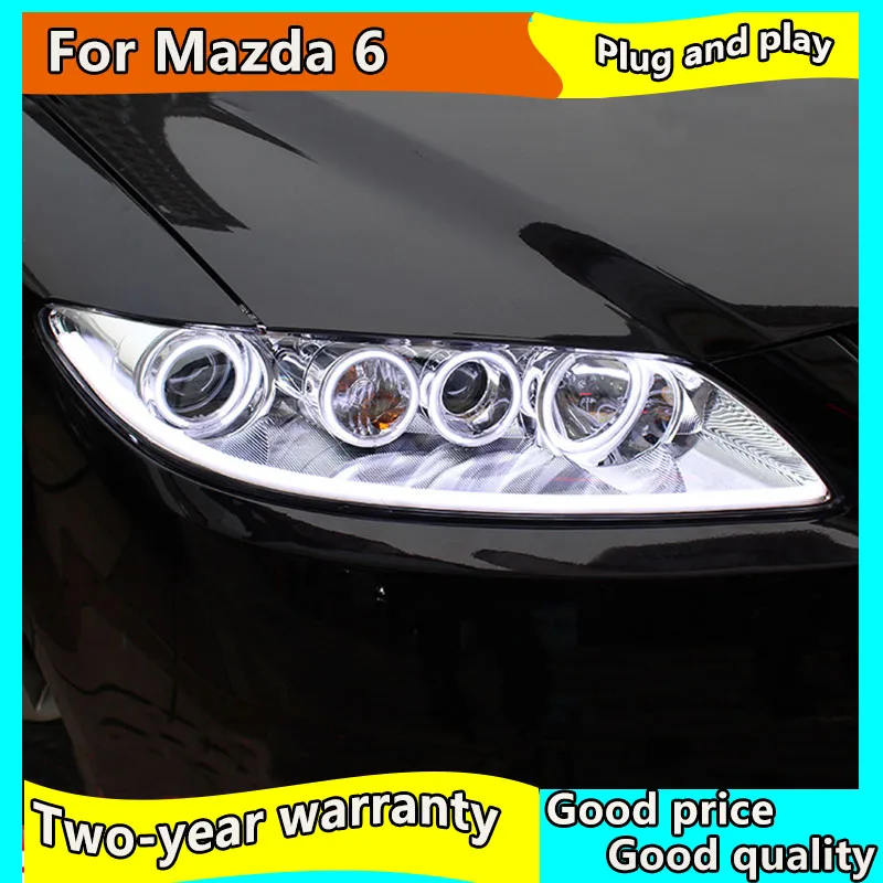 

Car Styling for Mazda 6 Headlights 2004-2013 Mazda6 LED Headlight Angel Eye DRL Bi Xenon Lens High Low Beam Parking