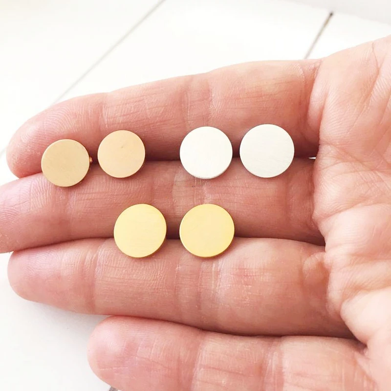 Простые геометрические круглые серьги-гвоздики модные ювелирные изделия