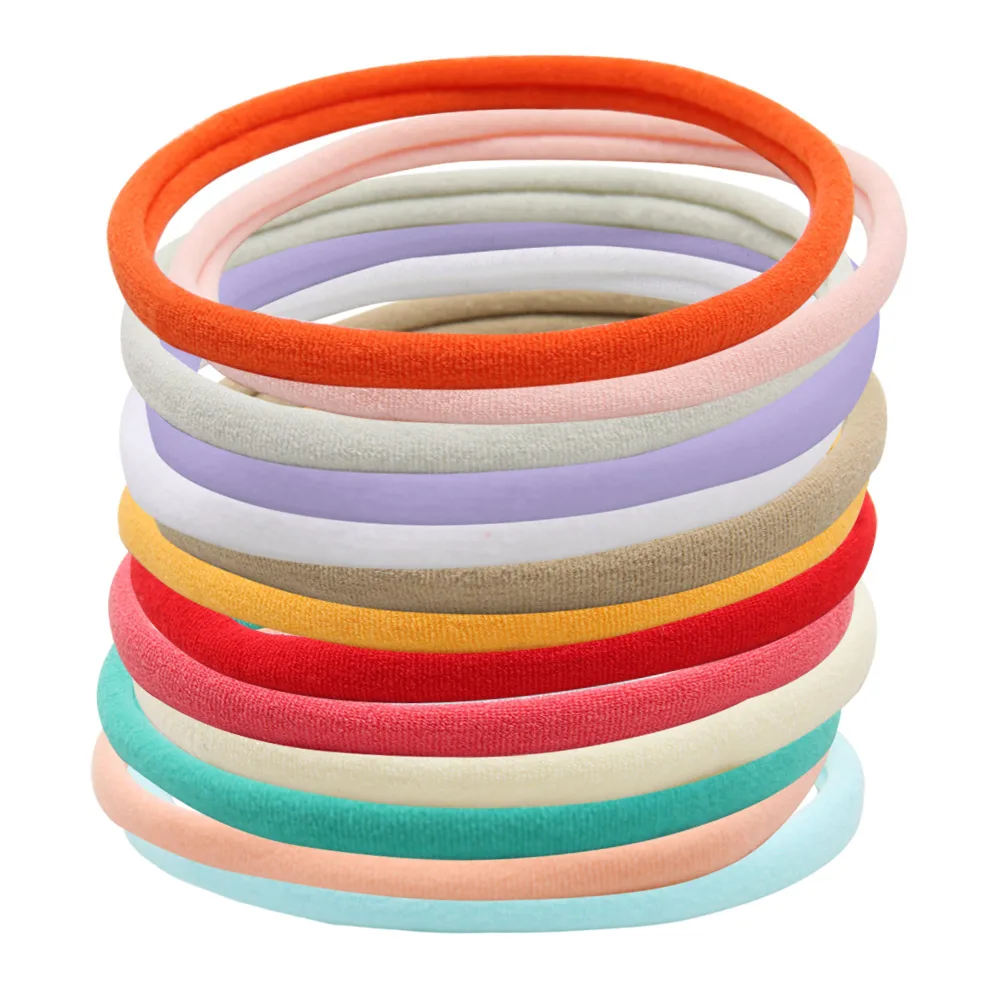 13 pieces mixed IBOWS 10 шт. спандекс нейлоновая повязка однотонный комплект с эластичной резинкой и повязка на голову для маленьких девочек Малыш DIY узкие лентой Головные уборы аксессуары для волос - Цвет: 13 pieces mixed