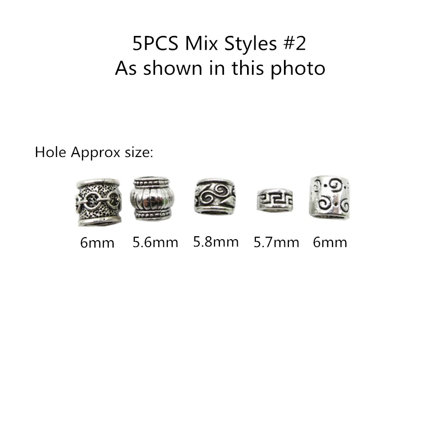 5 шт. античная серебряная оплетка для волос бусины дредов кольца бороды