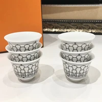 6pcsset luxury porcelain tea cups bone china espresso coffee cup set in orange box drinkware wedding birthday housewarming gift