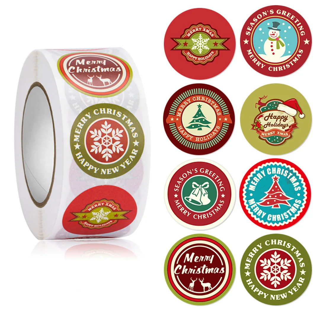 

Merry Christmas Stickers 500pcs Animals Snowman Trees Decorative Stickers Wrapping Gift Box Label Christmas Tags