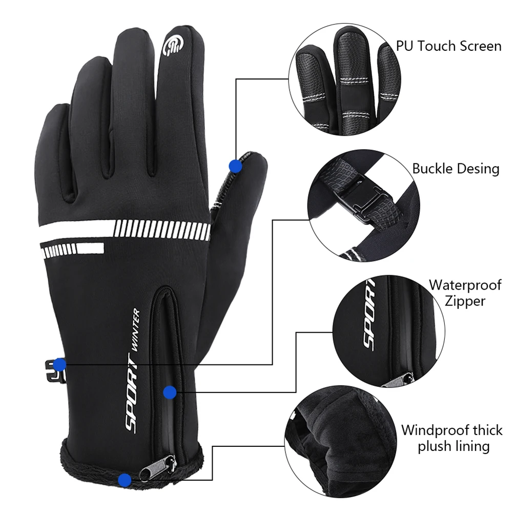 WoSporT Winter Windproof Warm Gloves Men Ski Snowboard Glove Motorcycle Riding Touch Screen Snow Windstopper |