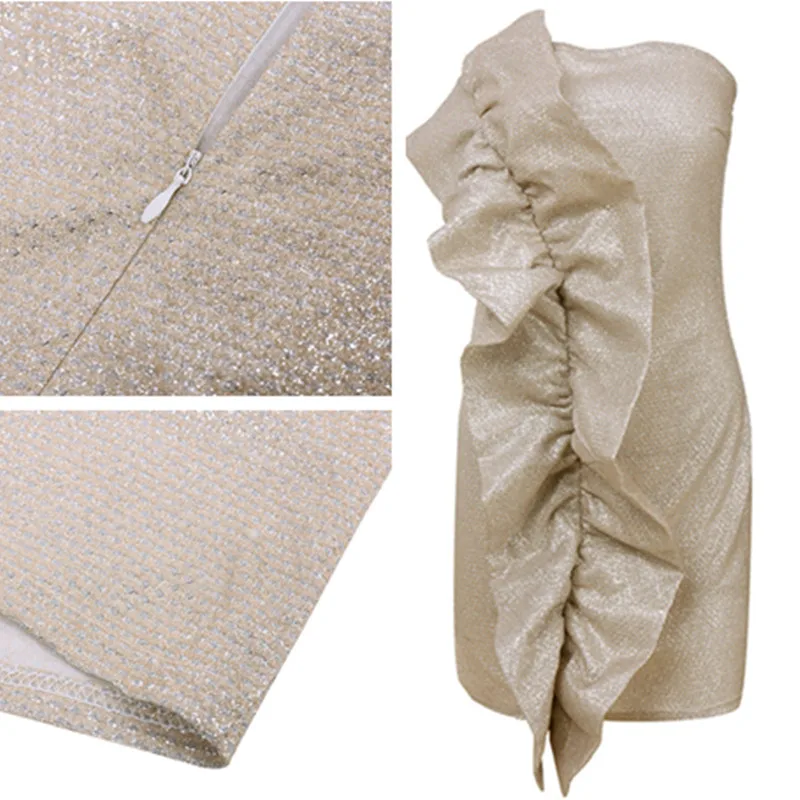 2020 Summer Vadim Women Off Shoulder Prom Bodycon Mini Dress Sequined Party Club Dresses Mujer Ruffle Vestido | Женская одежда