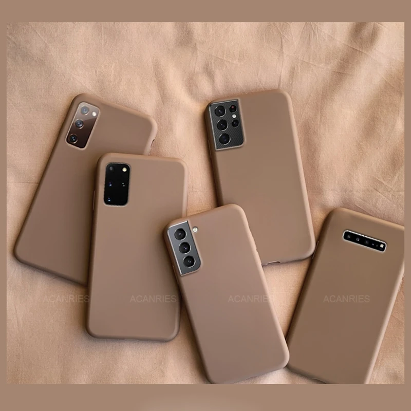 Силиконовый Коричневый чехол для телефона Samsung Galaxy S21 S20 FE Plus Ultra S22 S 21 20 10 |
