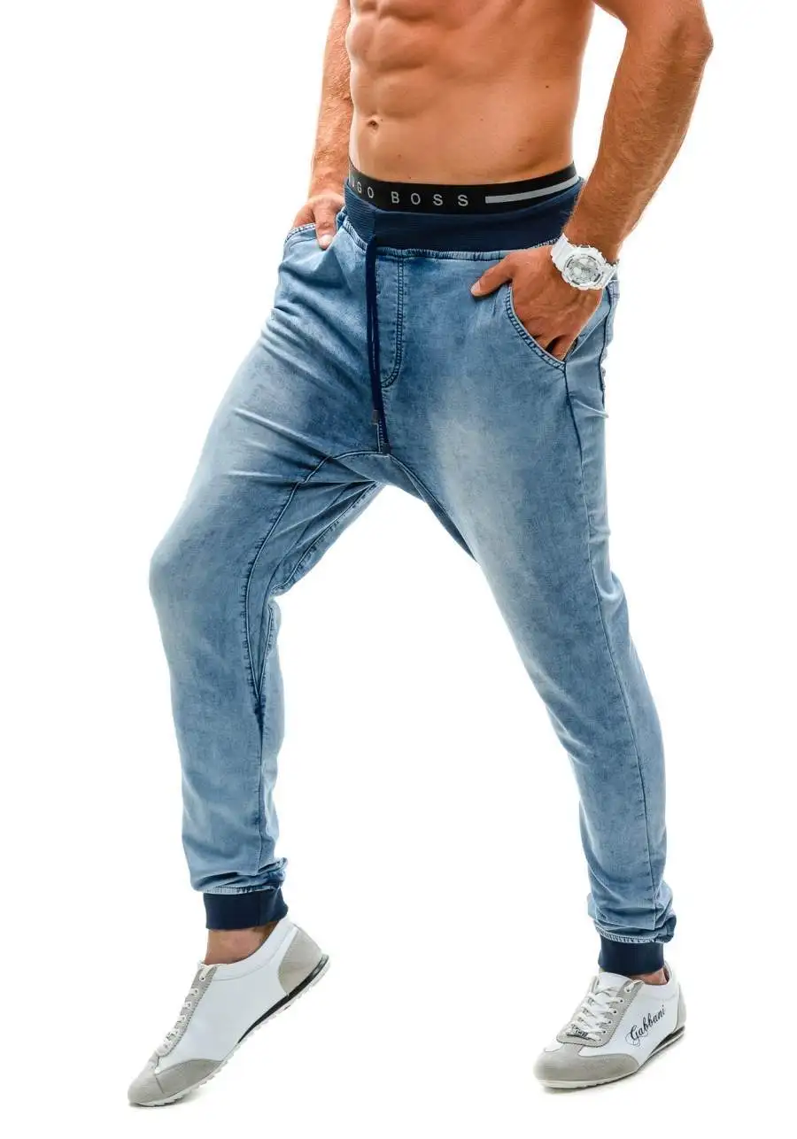 Мужские джинсовые длинные брюки 2020 эластичные мужские джинсы свободные синие со
