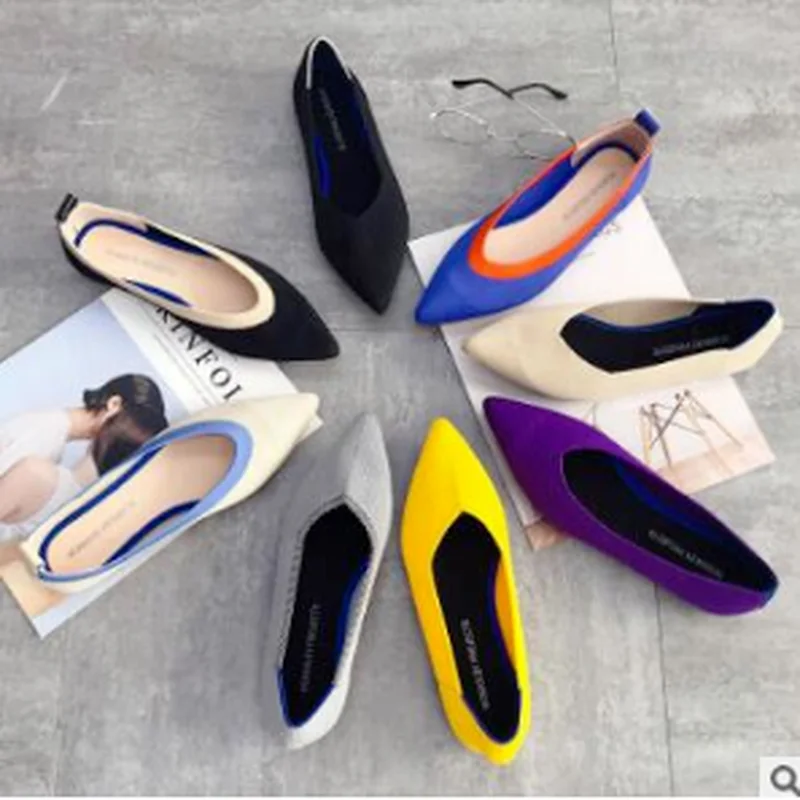 Женские эластичные вязаные Мокасины разных цветов дышащие удобные рабочие туфли