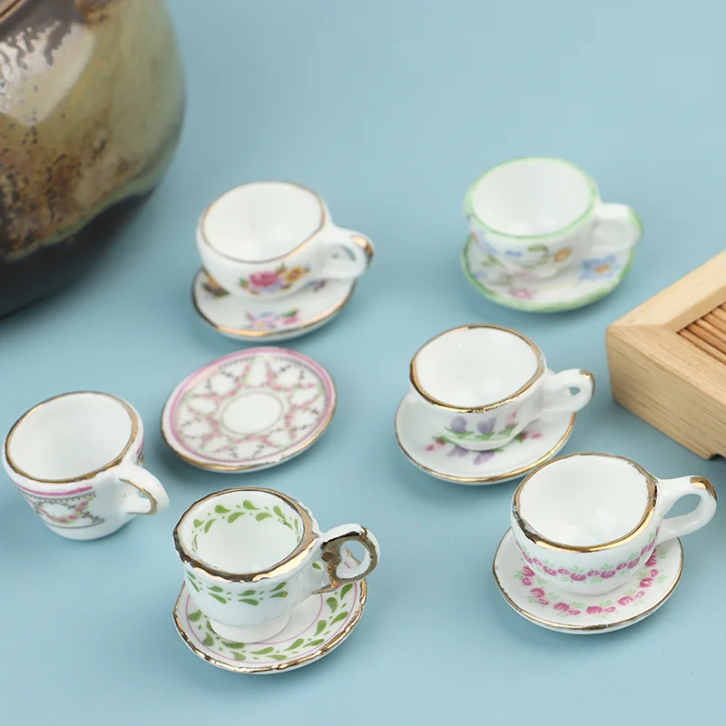 

1:12 миниатюрная керамическая кофейная чашка для кукольного домика, кухонная посуда, декоративные мини-кофейные чашки, домашняя посуда, укра...