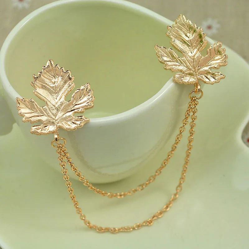 Корейская мода новый металлический кленовый воротник булавки и броши ювелирные