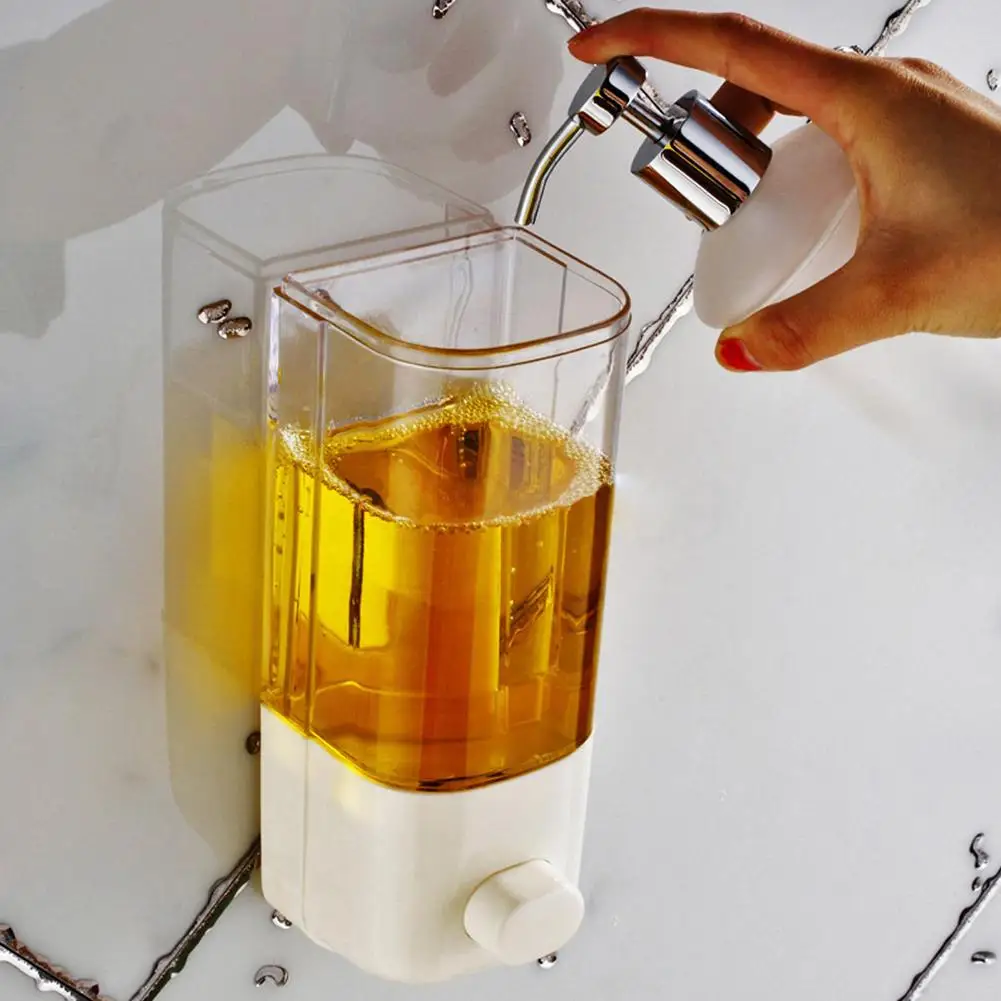 

500ML Soap Dispenser Bathroom Wall Mount Shower Shampoo Lotion Container Holder System Non Perforated Hotel Toliet
