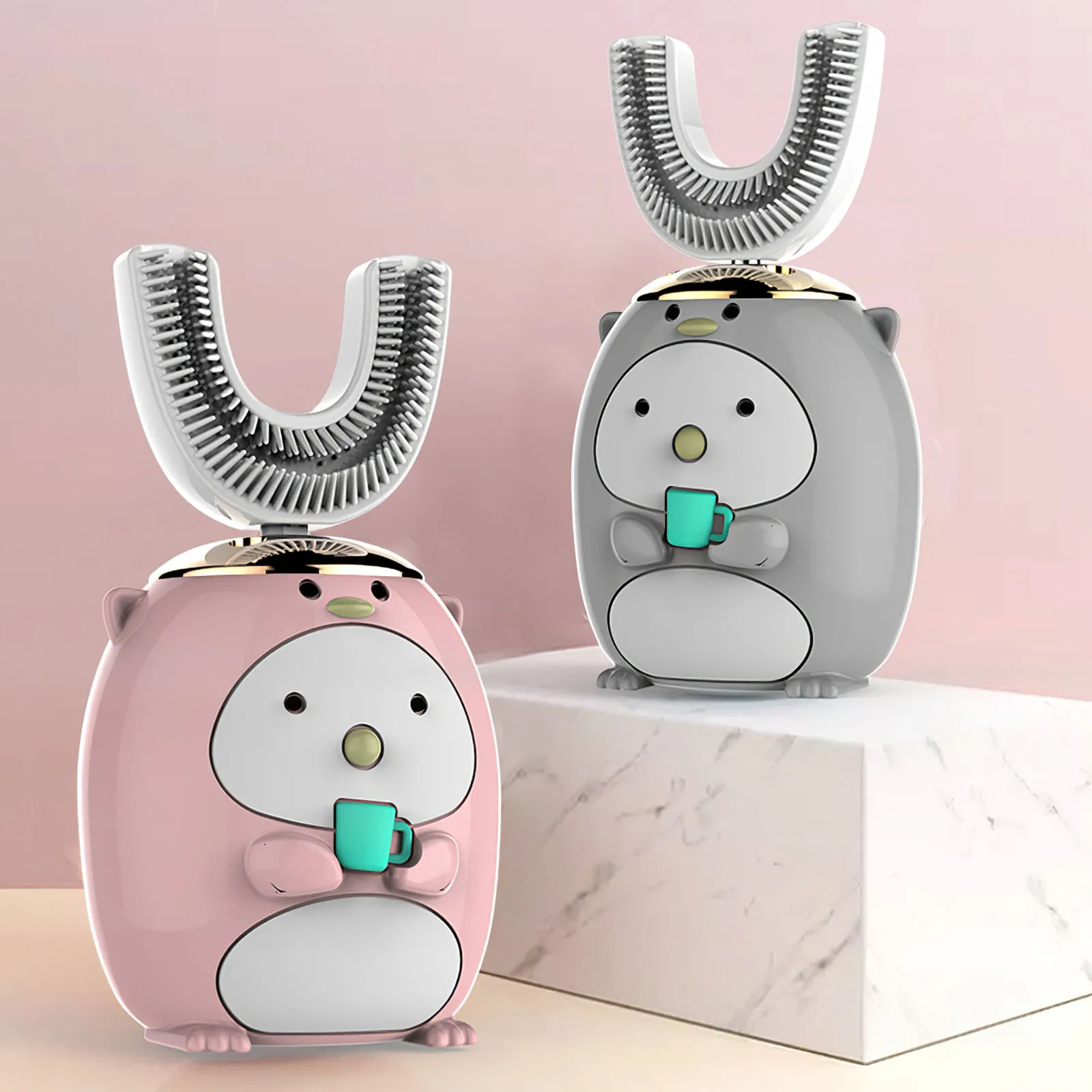 

Детская электрическая зубная щетка, умная зубная щетка 360 градусов, U силиконовая автоматическая ультразвуковая зубная щетка с USB-разъемом и...