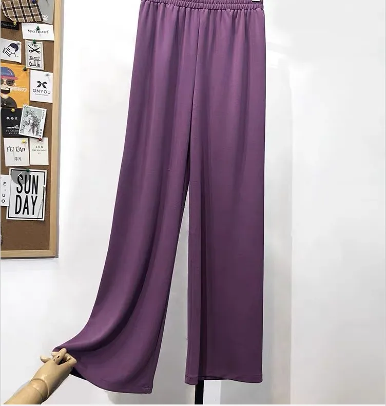 Корейские женские брюки 2020 летние широкие тонкие повседневные с высокой талией