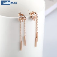 sainmax four leaf clover earring stainless steel electroplating earring trendy stainless steel jewelry for wholesale