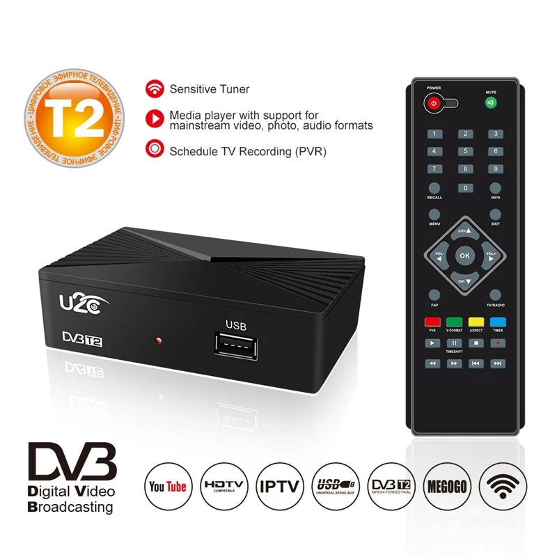DVB T2/C спутниковый ресивер Full HD 1080P цифровой ТВ тюнер T2 H.264 для YouTube IPTV Megogo России и