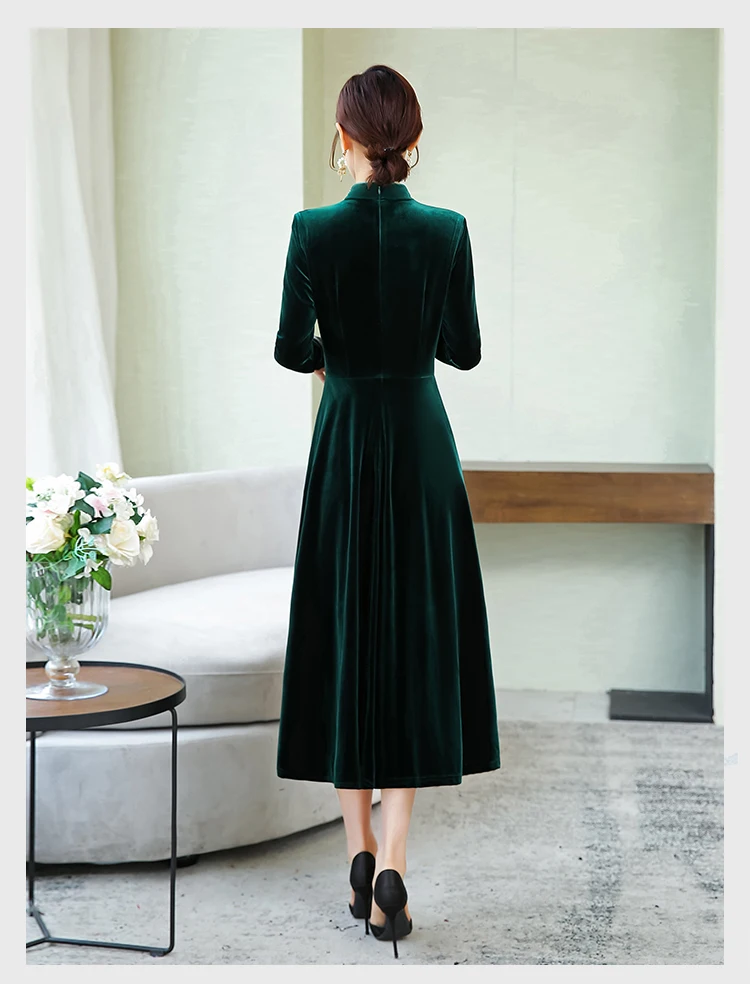 M-XXXXL vrouwen jurk; коллекция года; сезон осень-зима; китайский стиль; Национальный стиль; женский Улучшенный Чонсам; большие размеры
