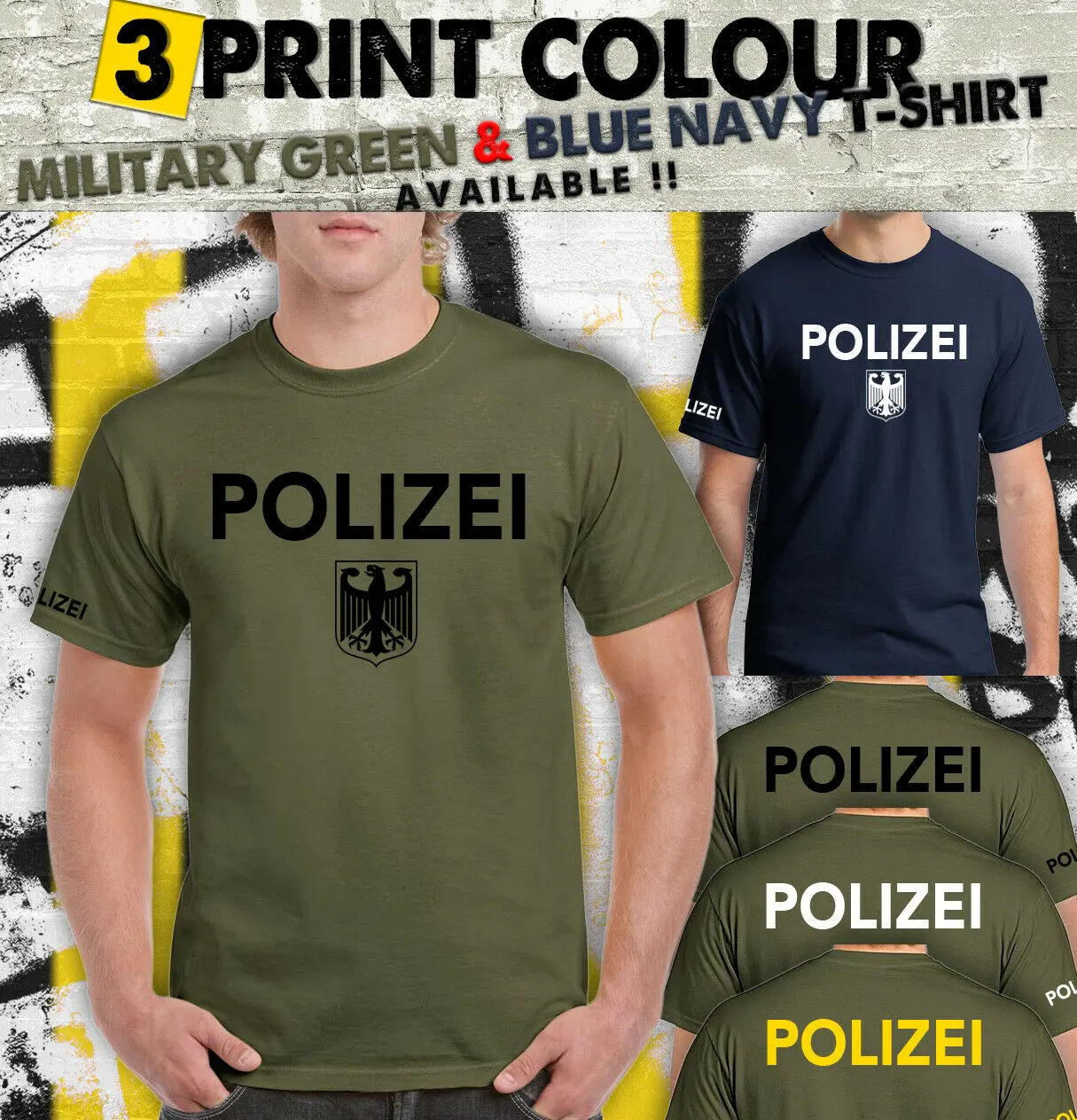 

German Police Eagle Logo Printed "POLIZEI" T-Shirt. Summer Cotton Short Sleeve O-Neck Mens T Shirt New S-3XL