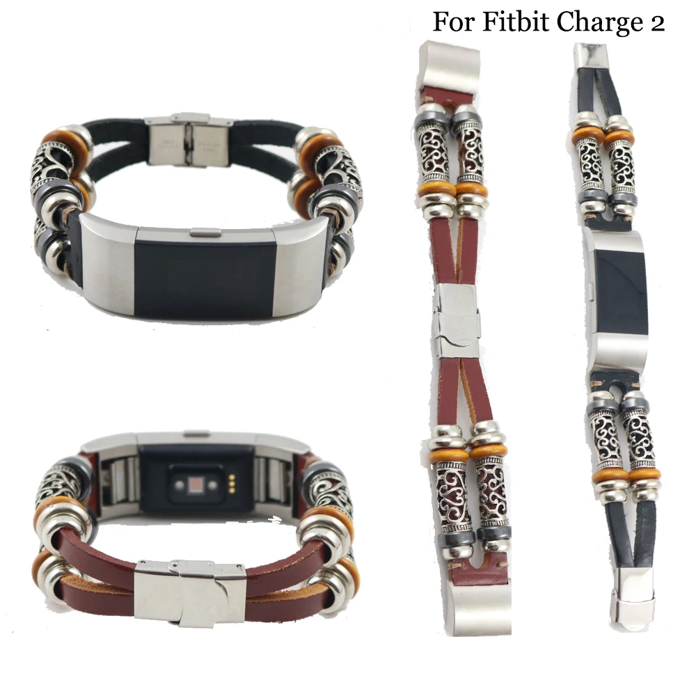 سوار Fitbit Charge 2 ، بديل لسوار Fitbit Charge 2 من الجلد الرجعية