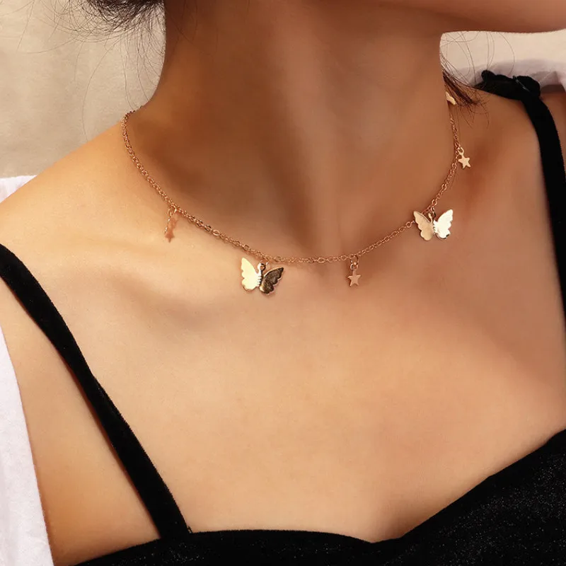 

Personality Fashion Butterfly Pendant Star Necklace for Women