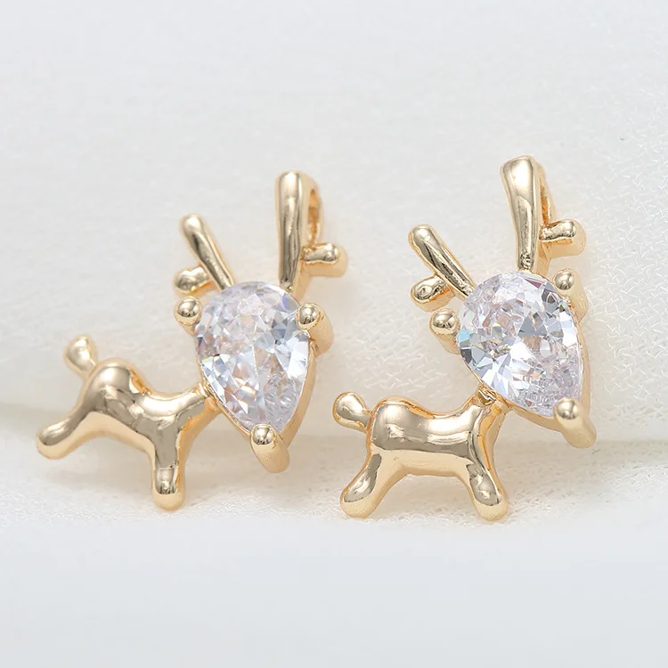 

15*10MM 14K Gold Color Brass Deer Charms Pendants High Quality Diy Jewelry Findings Accessories