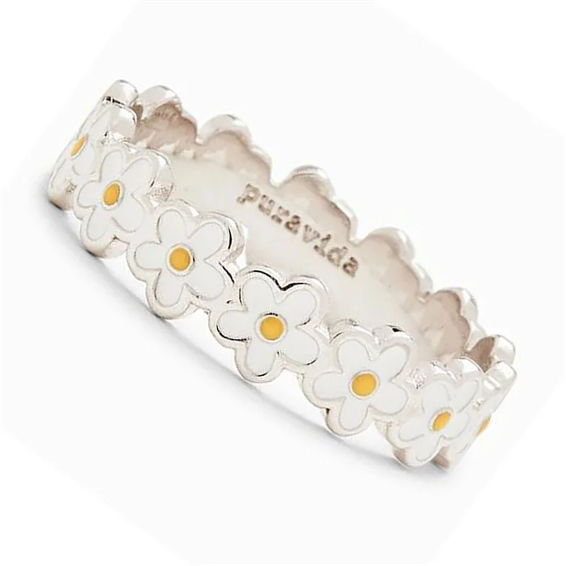 

Stainless Steel Daisy Flower Rings For Women Romantic Bohemian Wedding Engagement Bride Finger Rings Trendy Jewelry Accessories