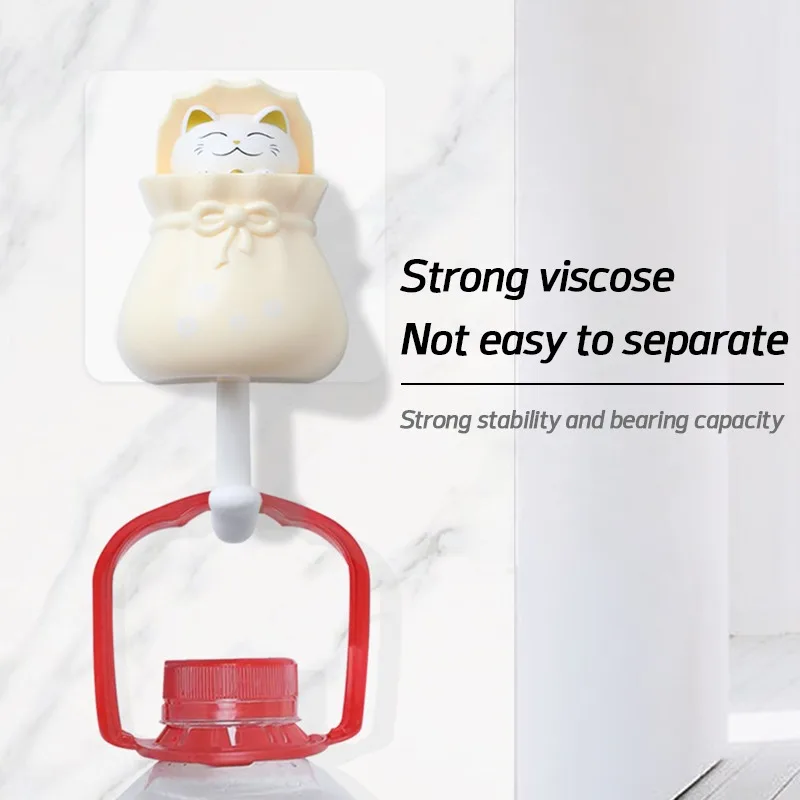 

1Pc Smart Cute Household Cartoon Cat Decorative Hooks Key Holder Wall Mounted Adhesive Coat Hanger Hat Rack Sundries Organizer