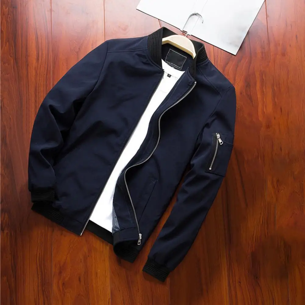 

Breathable Stylish Stand Collar Cardigan Winter Jacket All Match Men Jacket Long Sleeve for Sports