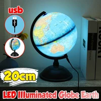20cm led light world earth globe map geography globes for desktop decoration education home office aid miniatures kids gift