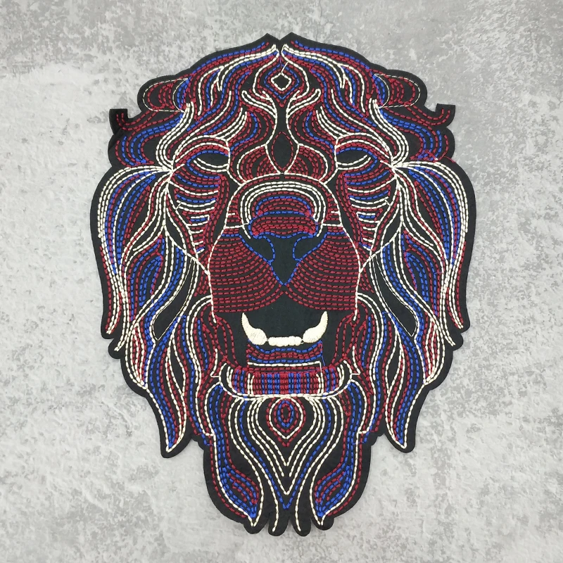 

5 Pieces Domineering Embroidered Lion Head Accessories Rock Style For Clothing Large Patches Iron On DIY Jacket Animal Stickers
