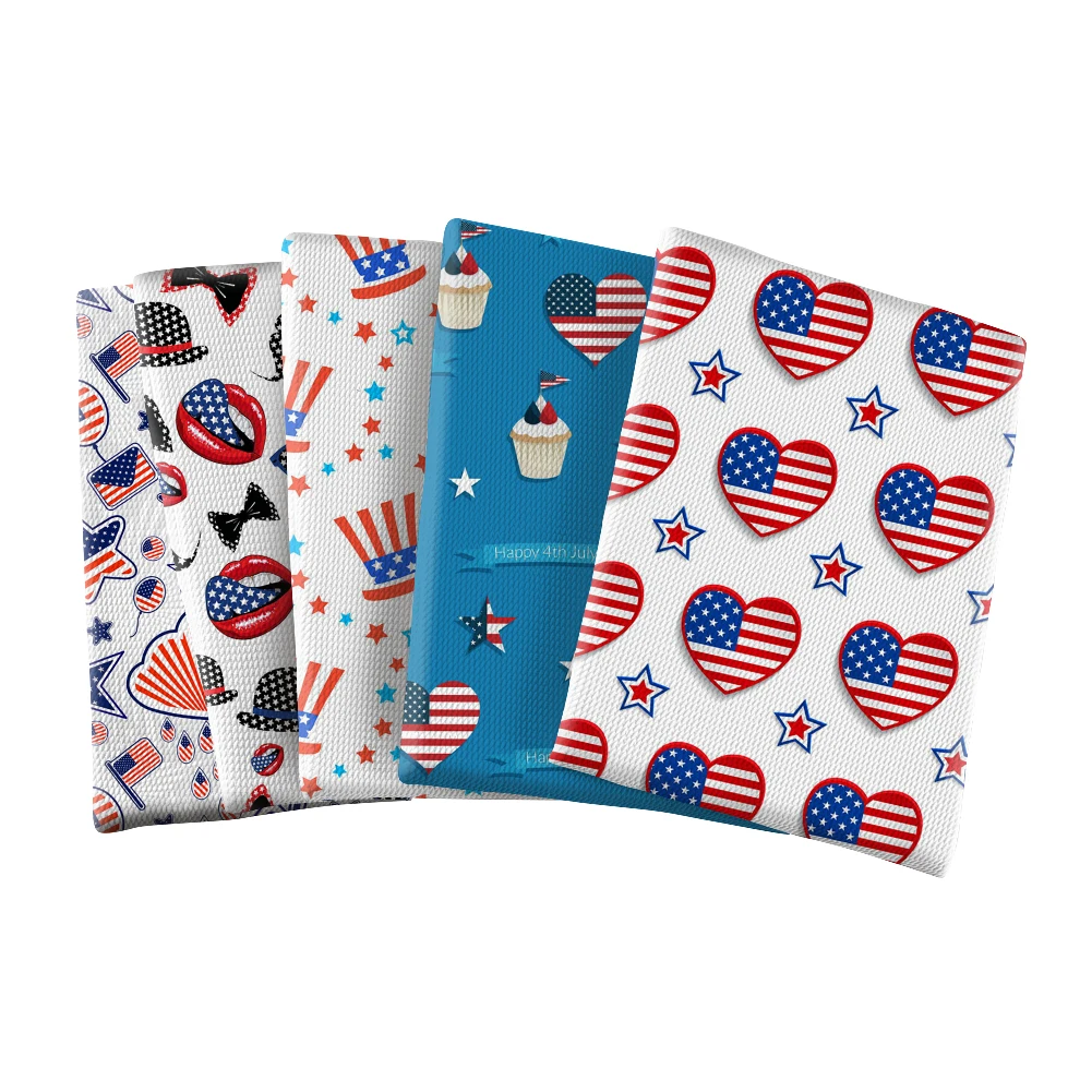 

Bubble Fabric Printing Stitching American Independence Day Pattern Polyester Cloth DIY Sheet Home Textile 50*145cm