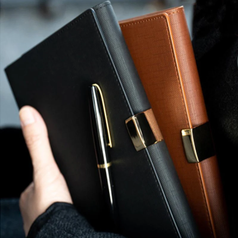 

Leather A5 Light Luxury Office High-end Business Meeting Binder Spiral Notebook 6 Hole Metal Buckle Diary Notepad Agenda 25K