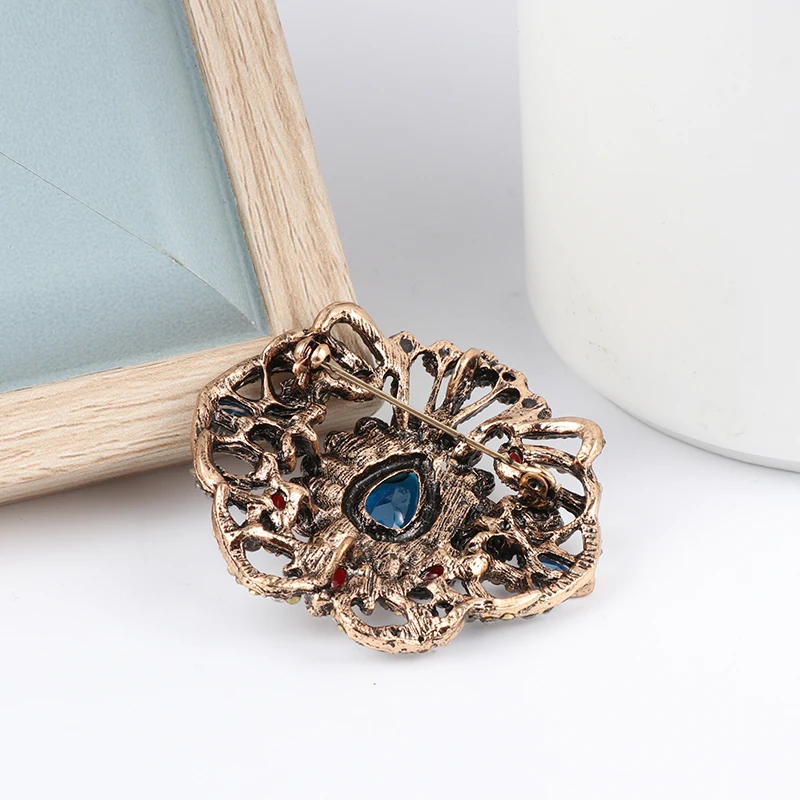 Kinel Мода Большой Хрустальный цветок женские брошки Винтаж Черная брошь булавки
