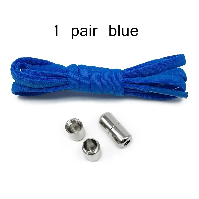 Sky blue shoelace 1 пара шнурков без галстука металлический замок круглые шнурки для кроссовок Ленивый Быстрый Эластичный шнурок растягивается шнурки для обуви - Цвет: Sky blue shoelace
