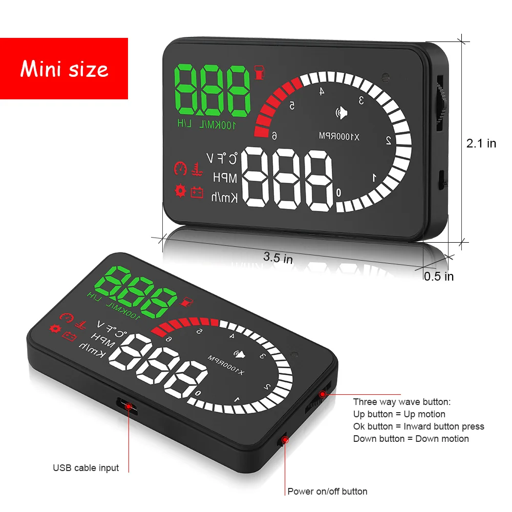 Автомобильный дисплей X6 OBD2 II HUD на лобовое стекло 3 дюйма Предупреждение о