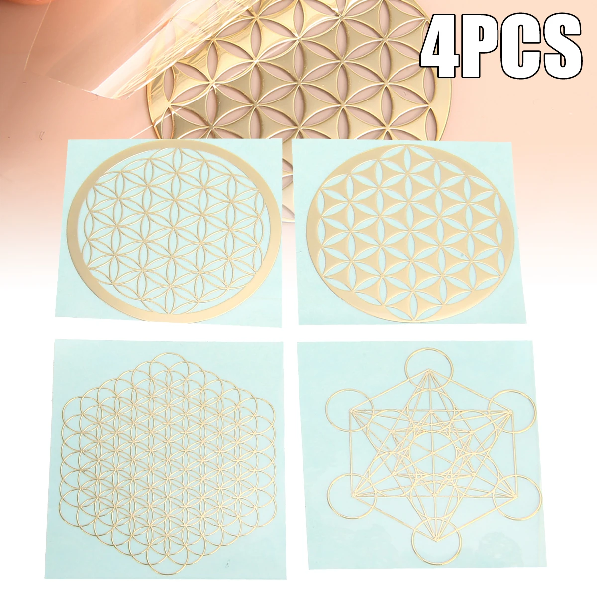 4 шт. никелевые металлические Декорации Наклейки куб чакр Сделай Сам Переводные