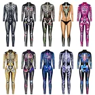 Женский и мужской комбидресс с цифровым 3D-принтом, комбидресс-робот в стиле панк для взрослых, костюм для косплея на Хэллоуин