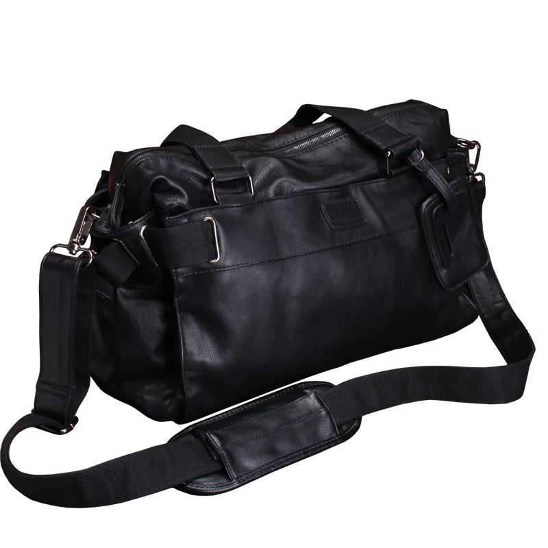 

High Quality Genuine Leather Mens Casual Crossbody Bags High Capacity Zippers Vintage Shoulder Bag Cowhide Soft Handle Handbag