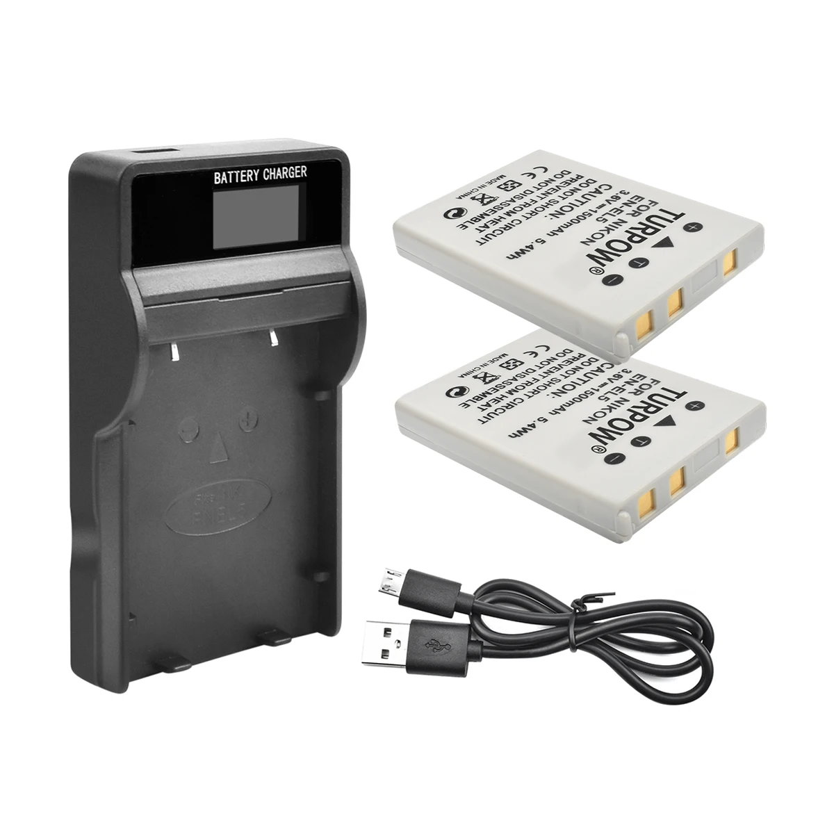2X lcd Charger Turpow 1,5 мА/ч, EN-EL5 цифровой Камера Li-Ion Батарея+ ЖК-дисплей Зарядное устройство для цифровой камеры Nikon Coolpix P4 P80 P90 P100 P500 P510 P520 P530 P5000 P5100 - Цвет: 2X lcd Charger